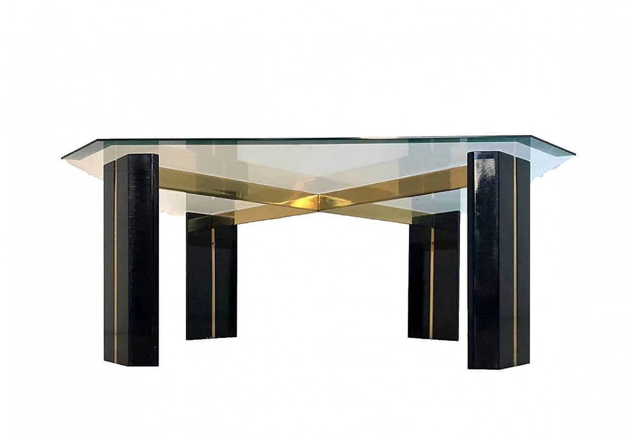Glass and brass coffee table, Willy Rizzo, '70s 1080789