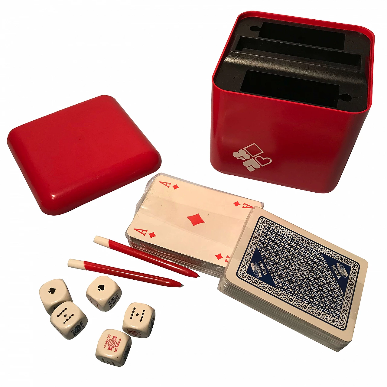 Set da poker con scatola originale rossa, anni '70 1080846