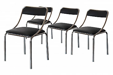 Set of four chromed chairs, 70's
