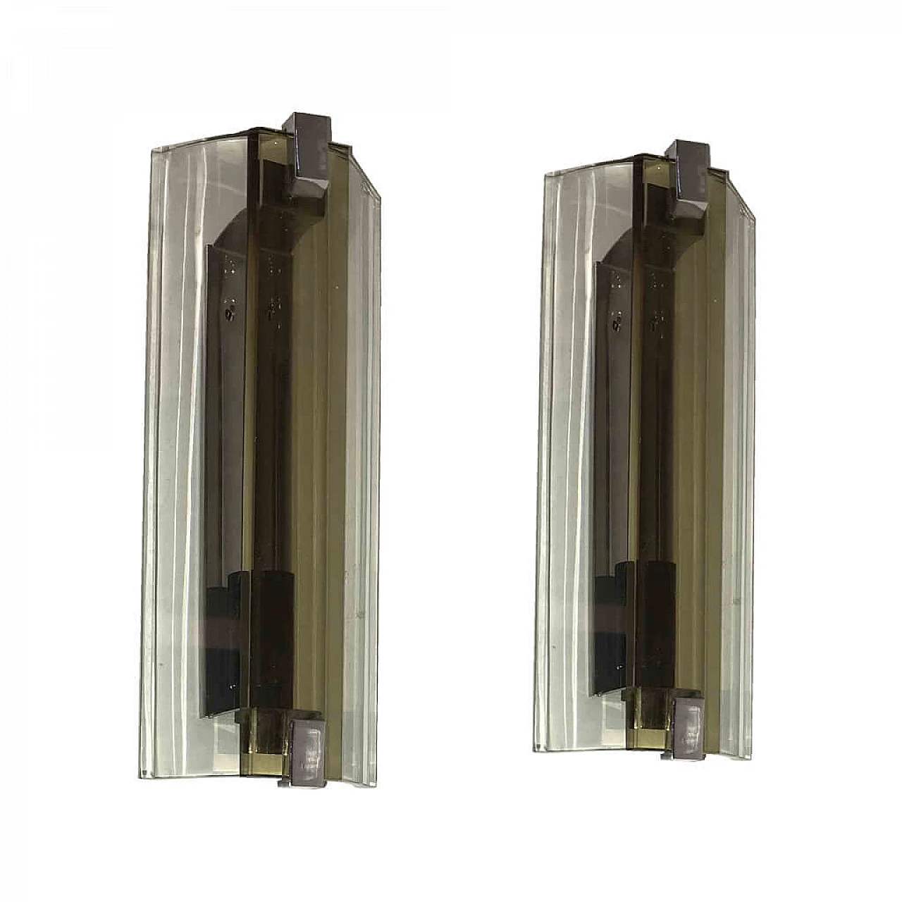 Pair of glass wall lights, Veca, '70s 1080873