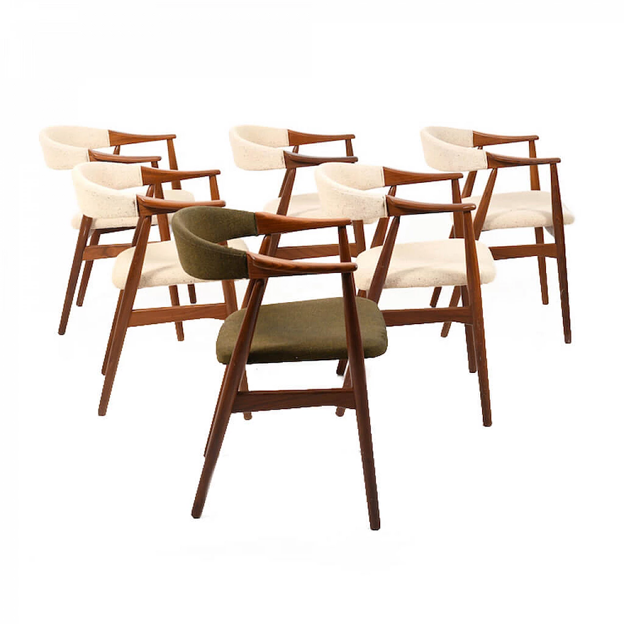 6 poltroncine in teak di Thomas Harlev per Farstrup Stolefabrik, anni '60 1081437
