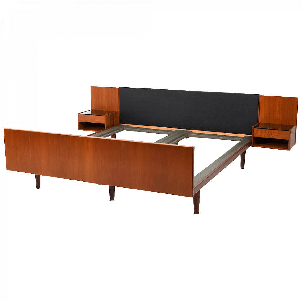 Letto matrimoniale danese in teak di Hans J. Wegner per Getama, 1950s 1081446