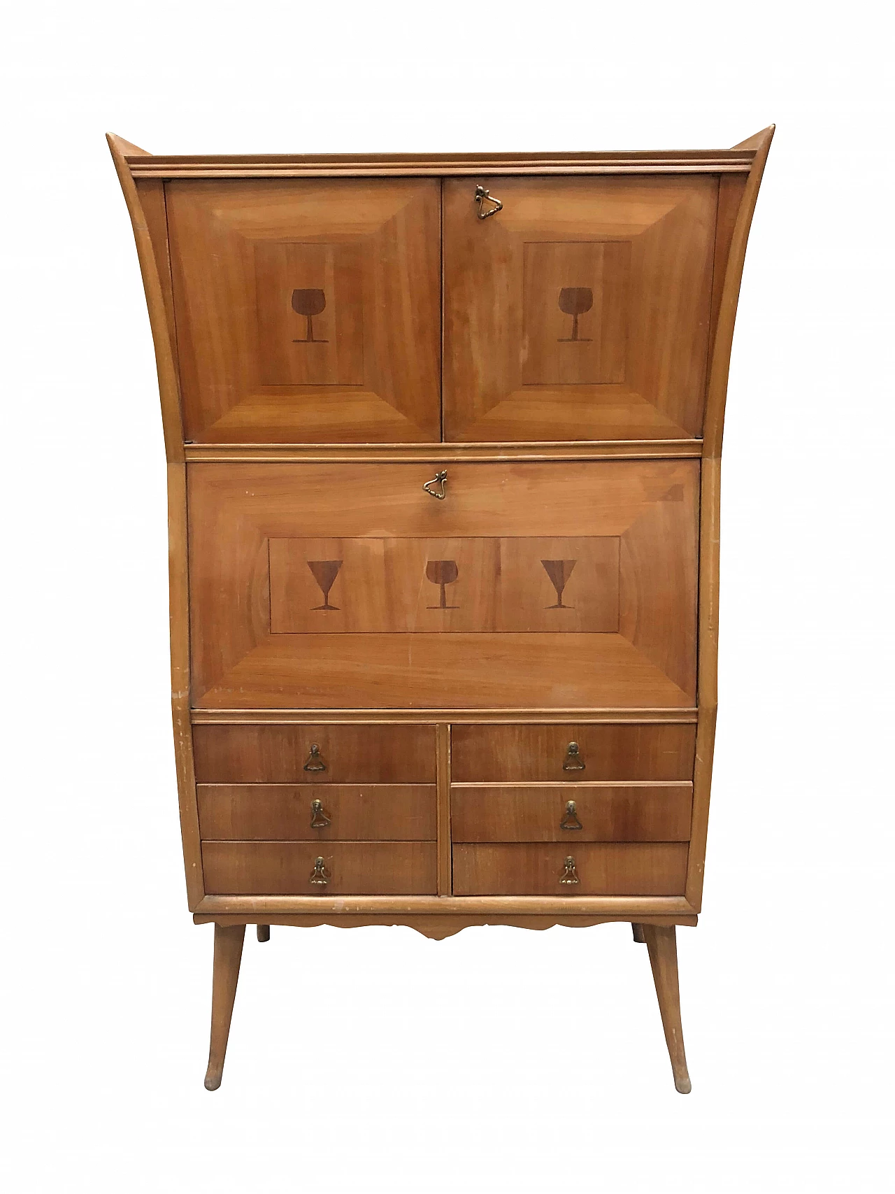 Wooden bar cabinet with mirror, 1950s 1081460
