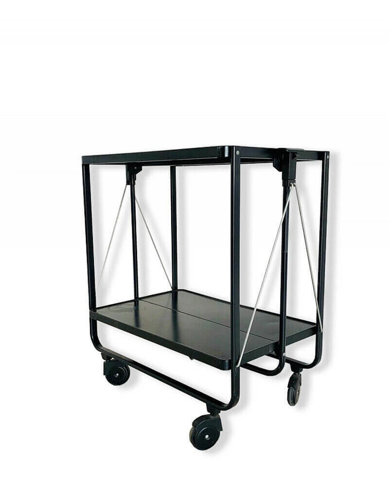 Louis Lepoix FRZ black foldable food trolley, Germany, 60s 1081540