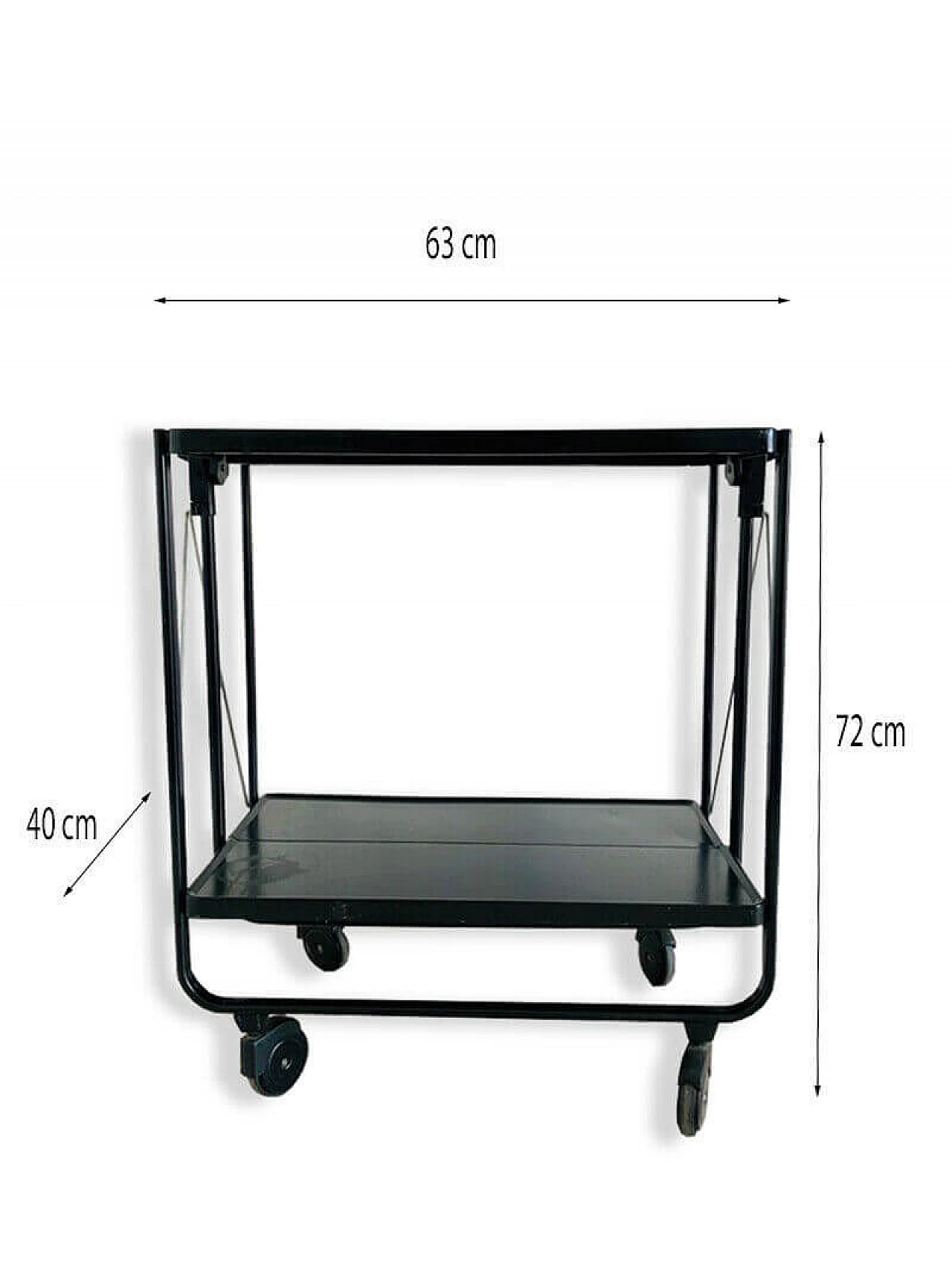 Louis Lepoix FRZ black foldable food trolley, Germany, 60s 1081541