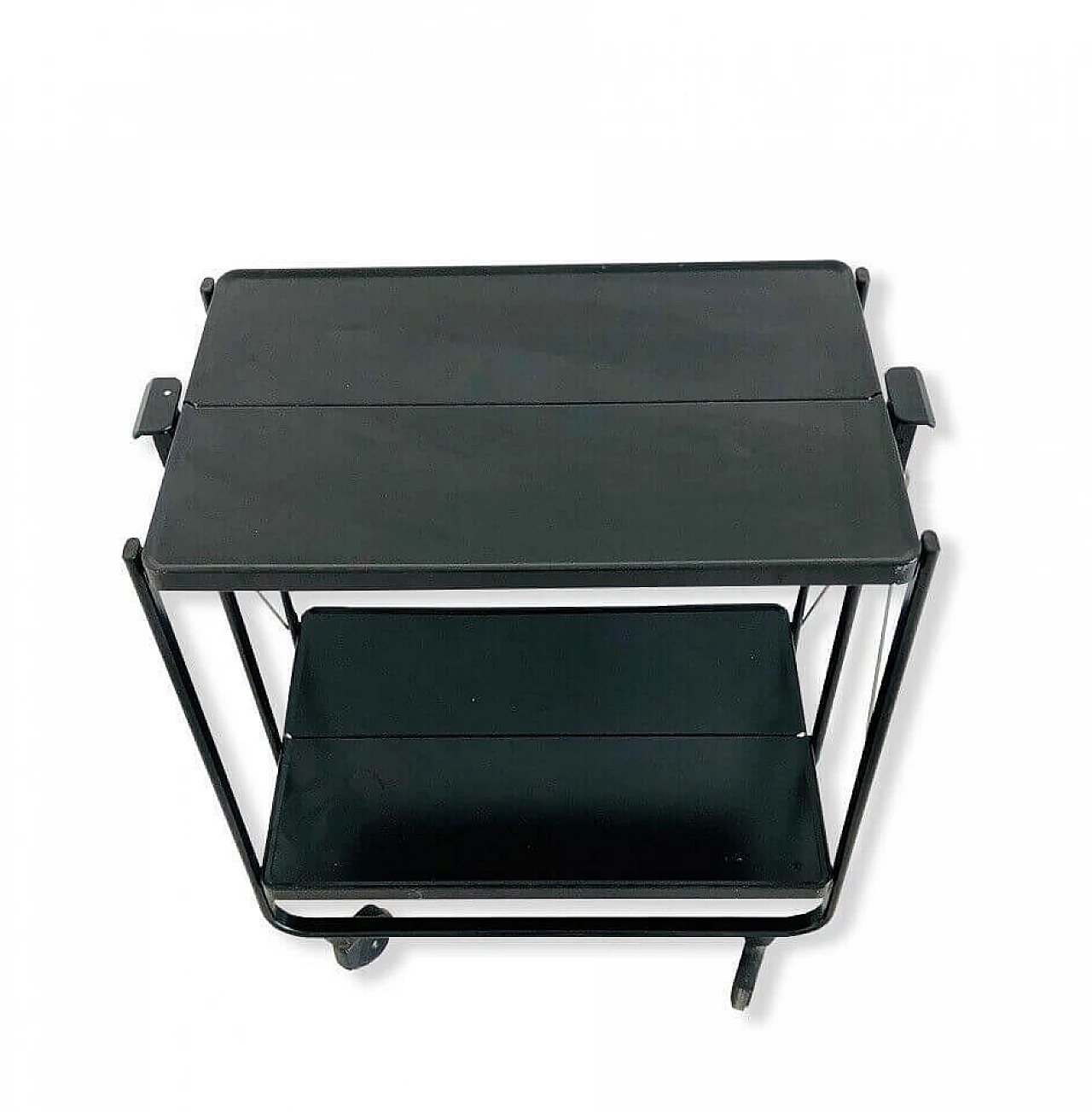 Louis Lepoix FRZ black foldable food trolley, Germany, 60s 1081545