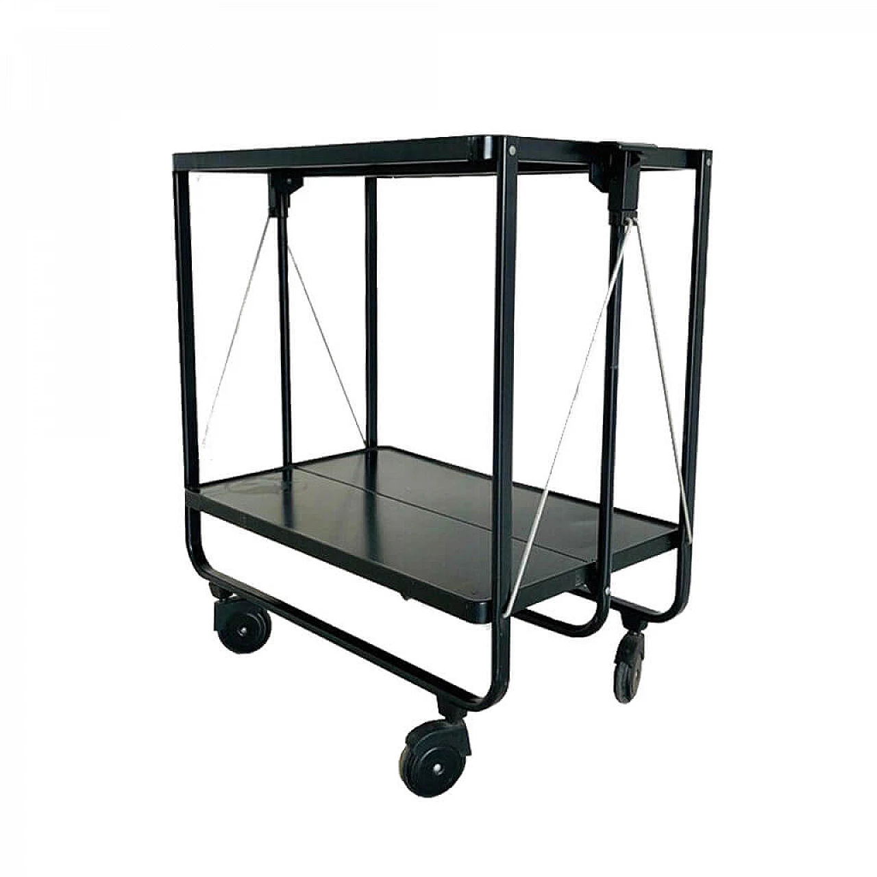 Louis Lepoix FRZ black foldable food trolley, Germany, 60s 1081552