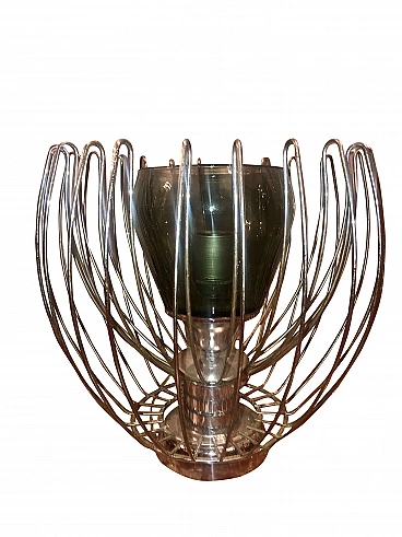 Table lamp in aluminium and glass, space age, 70s