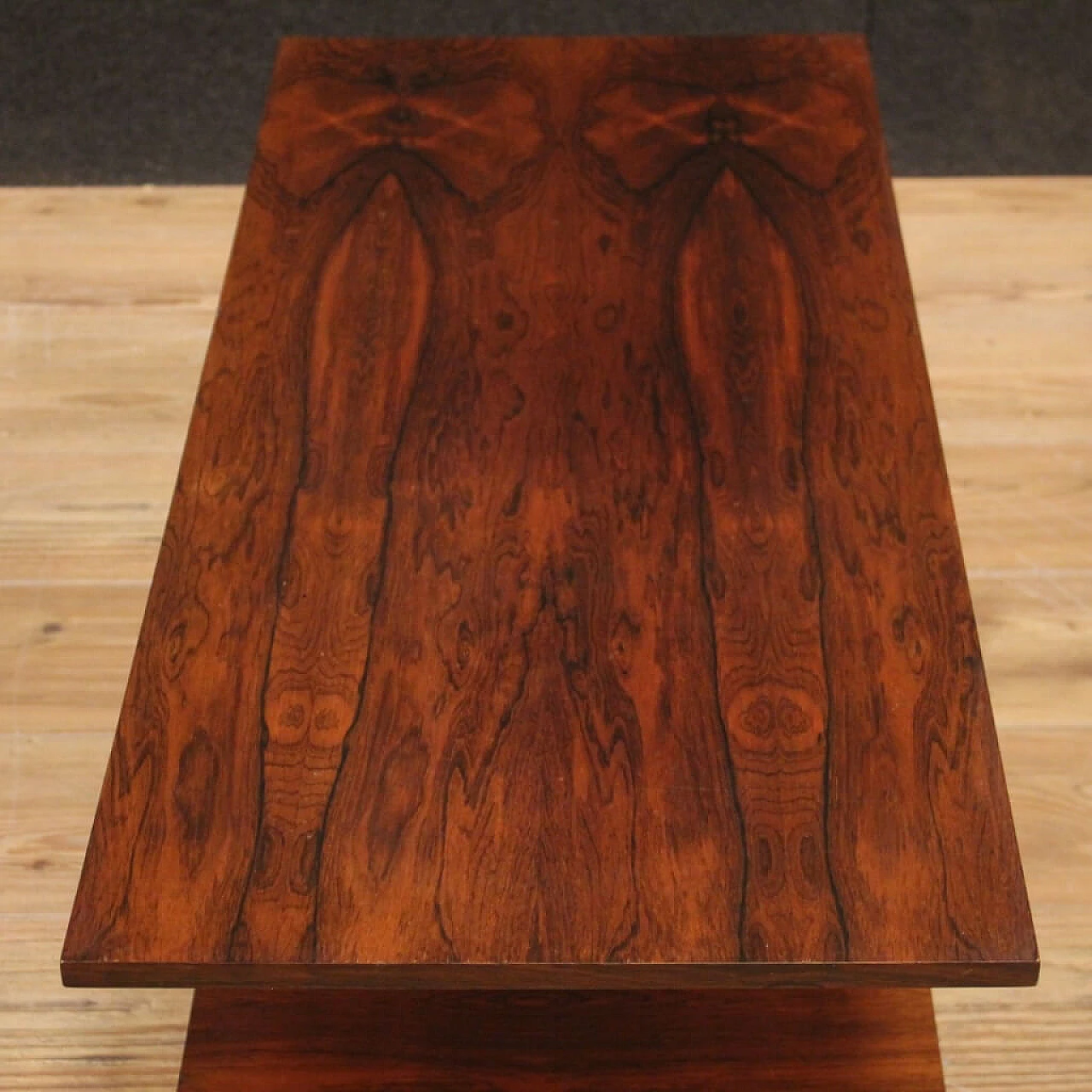Tavolino in legno impiallacciato con cassetto, anni '70 1081730