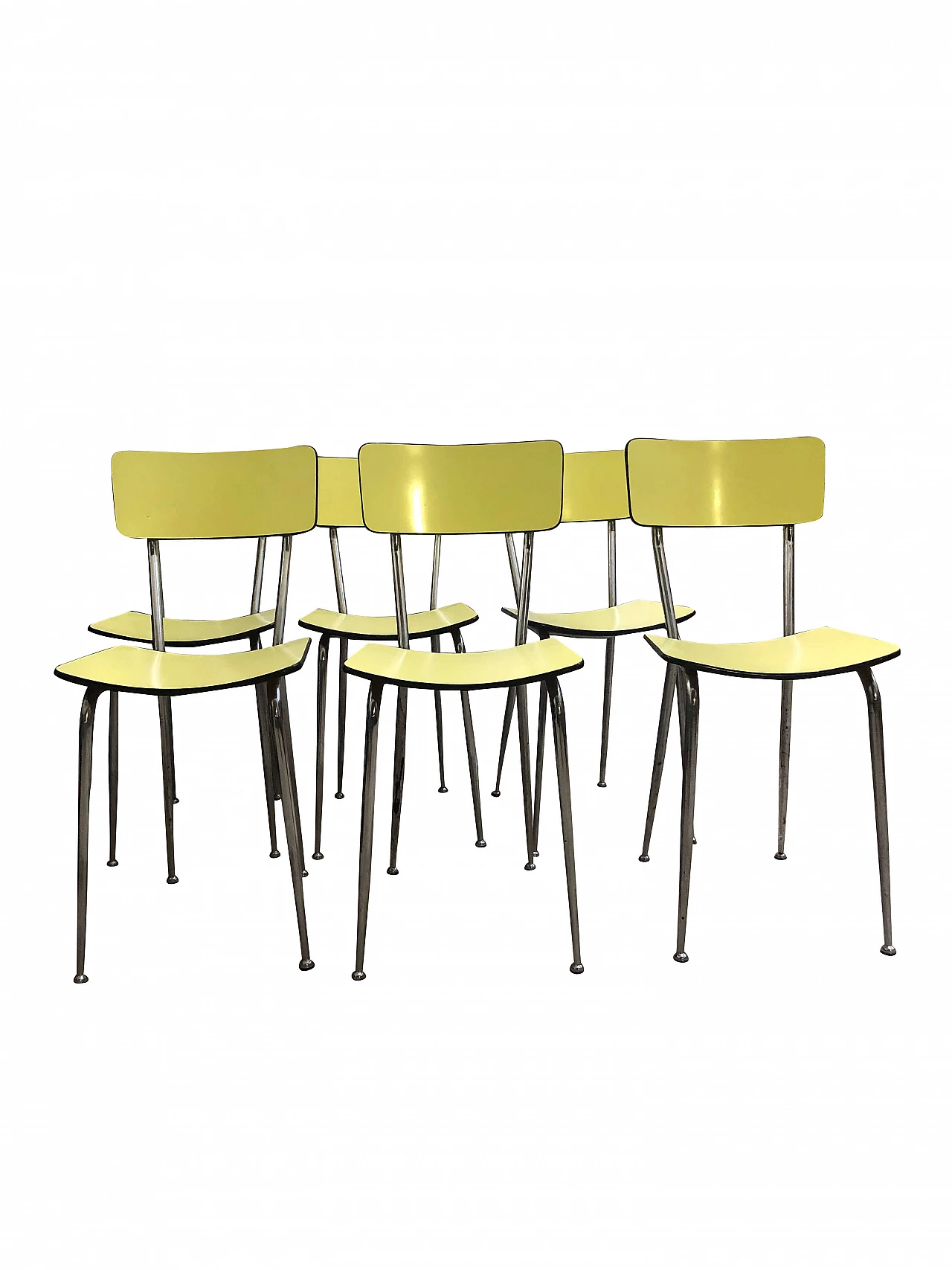 6 Kitchen chairs, metal and formica, 60s 1081761