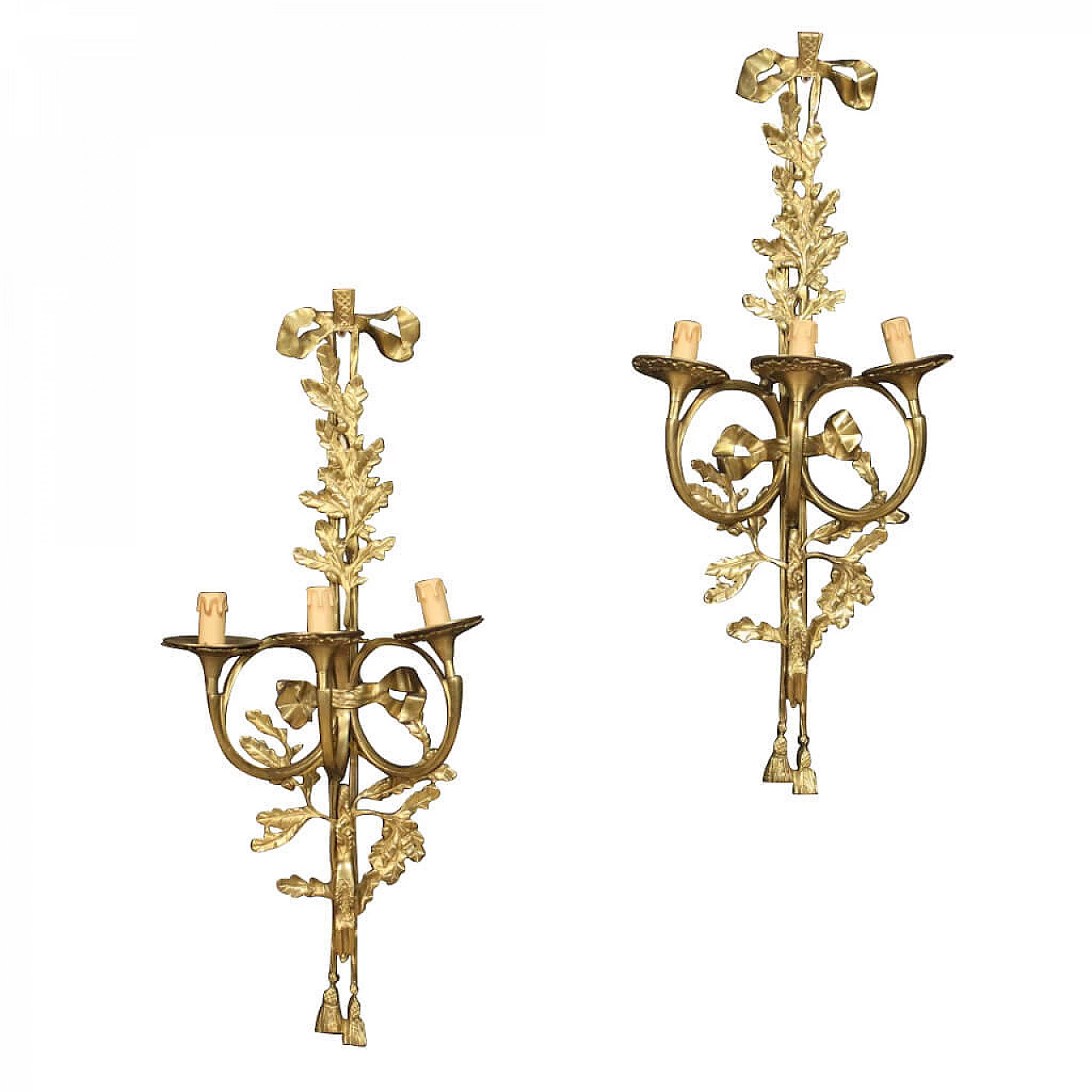 Coppia di appliques italiane dorate in bronzo e ottone 1081781