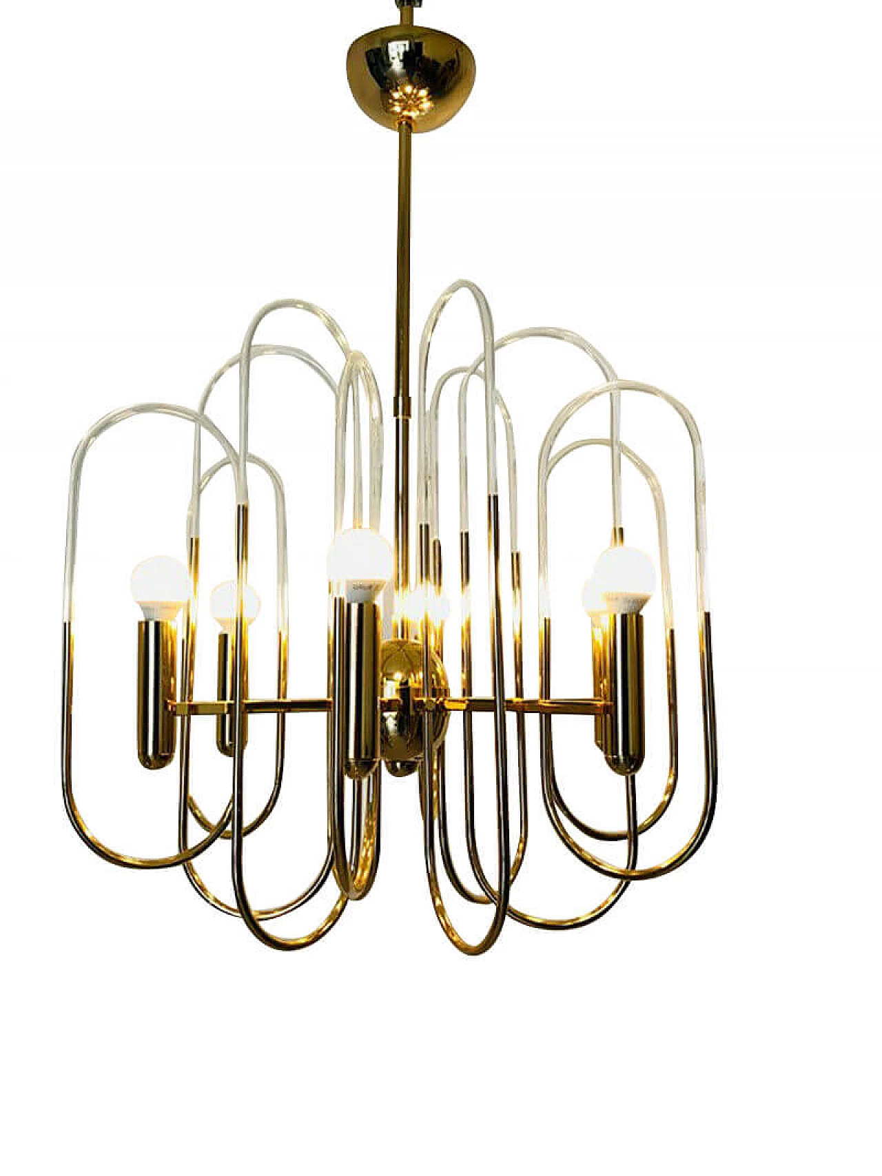 Brass and crystal chandelier, 1950s 1081786