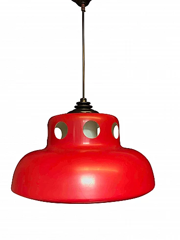 Lampada da soffitto rossa, di Isao Hosoe per Valenti, anni 60
