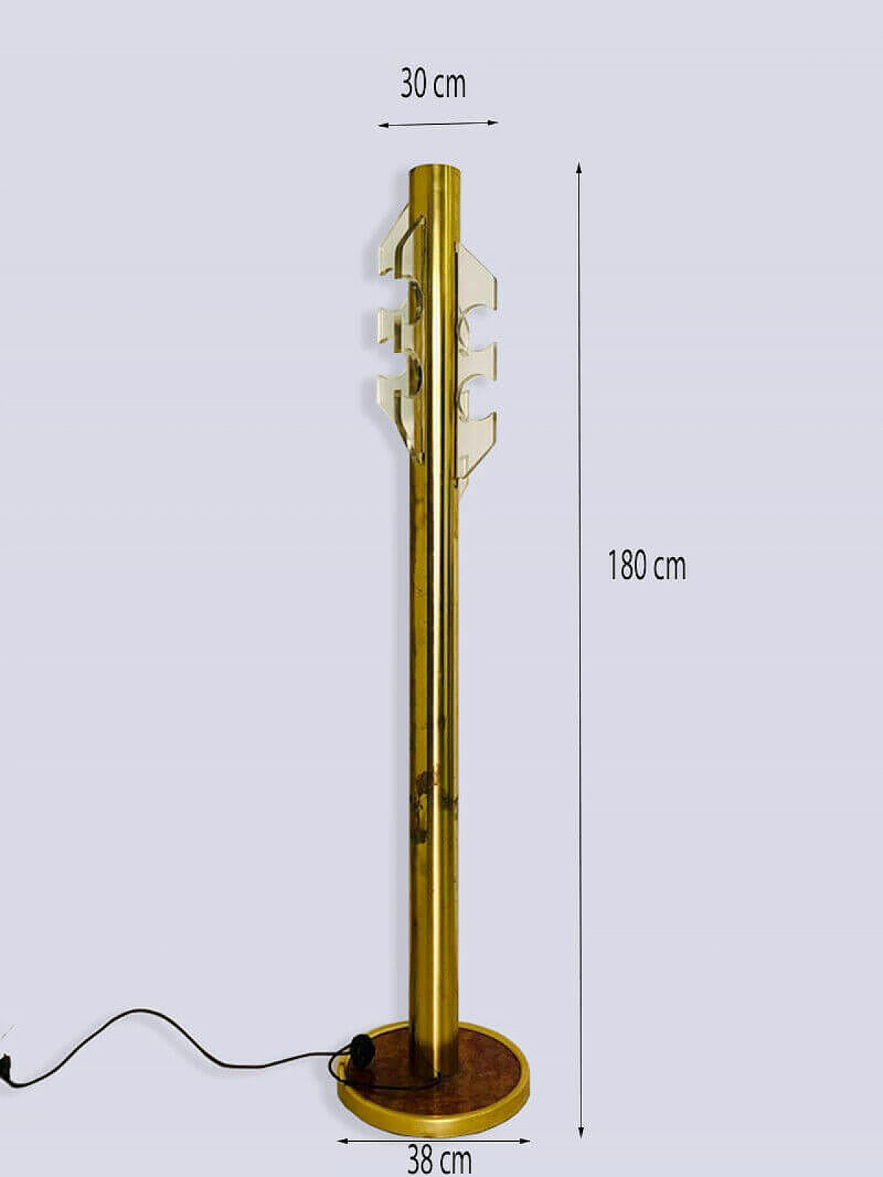 Consolle con specchio e appendiabiti, in ottone e radica, anni '70 1081949