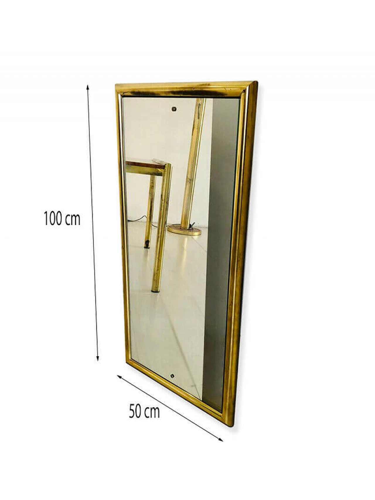 Console with mirror and coat rack, in brass and briarwood, 70s 1081950