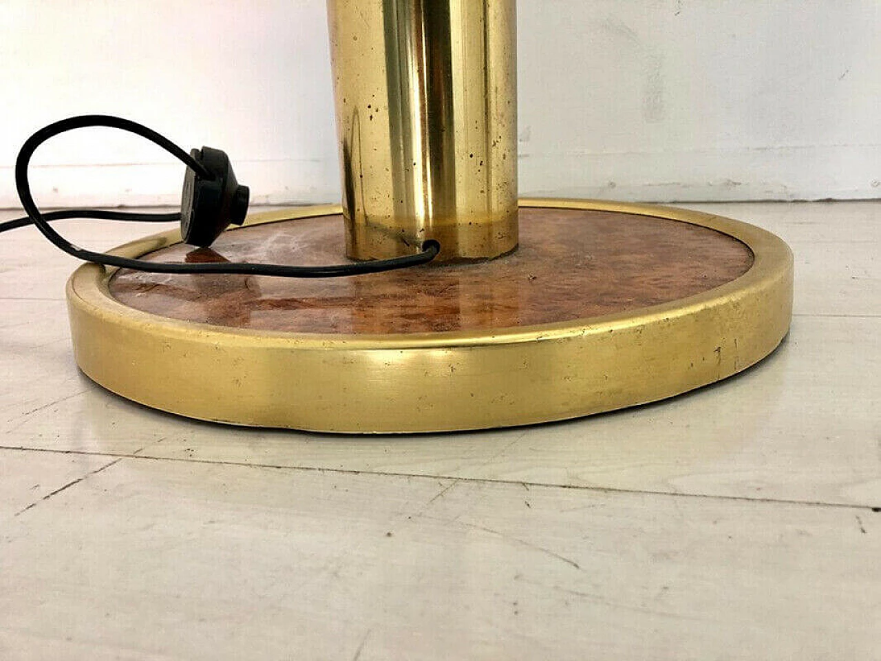 Console with mirror and coat rack, in brass and briarwood, 70s 1081957