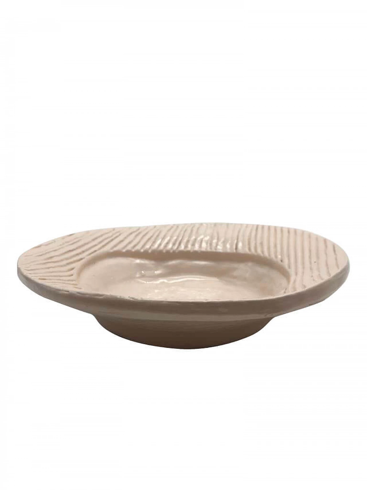 Piatto fondo in ceramica, smaltata bianca, produzione OVO 1082051