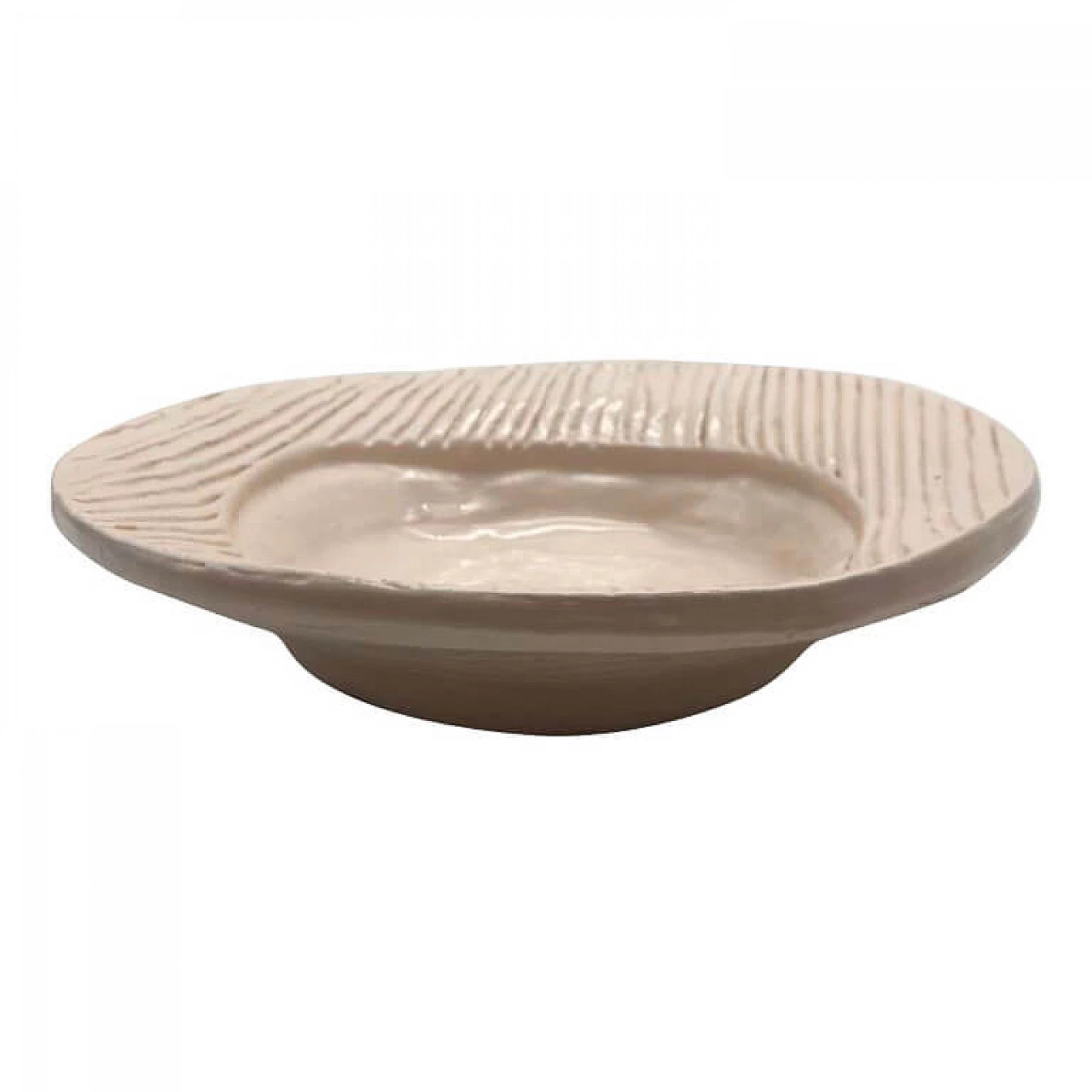 Piatto fondo in ceramica, smaltata bianca, produzione OVO 1082053