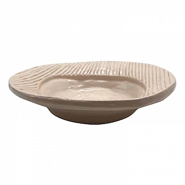 Piatto fondo in ceramica, smaltata bianca, produzione OVO