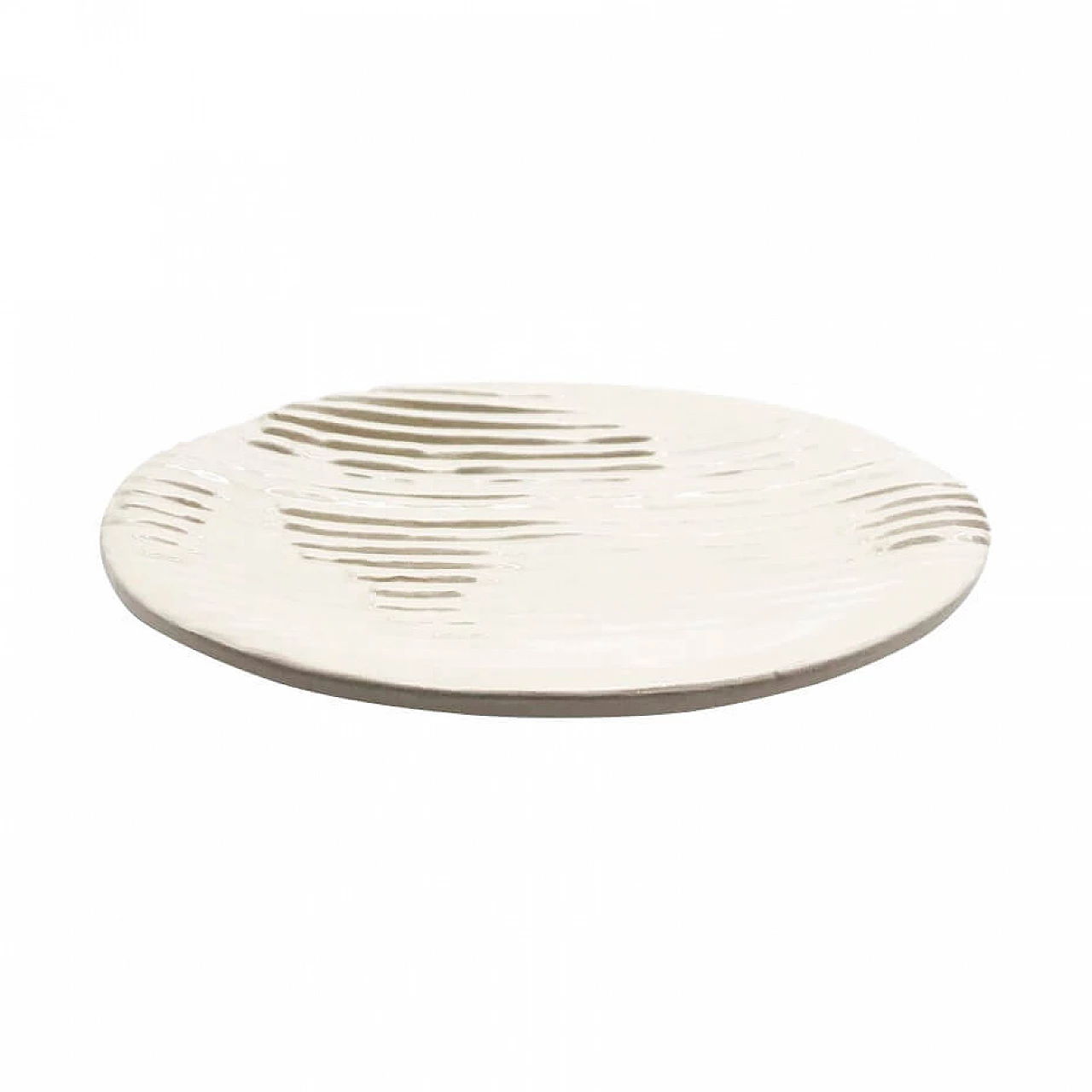 Piattino in ceramica smaltata bianca, produzione OVO 1082056