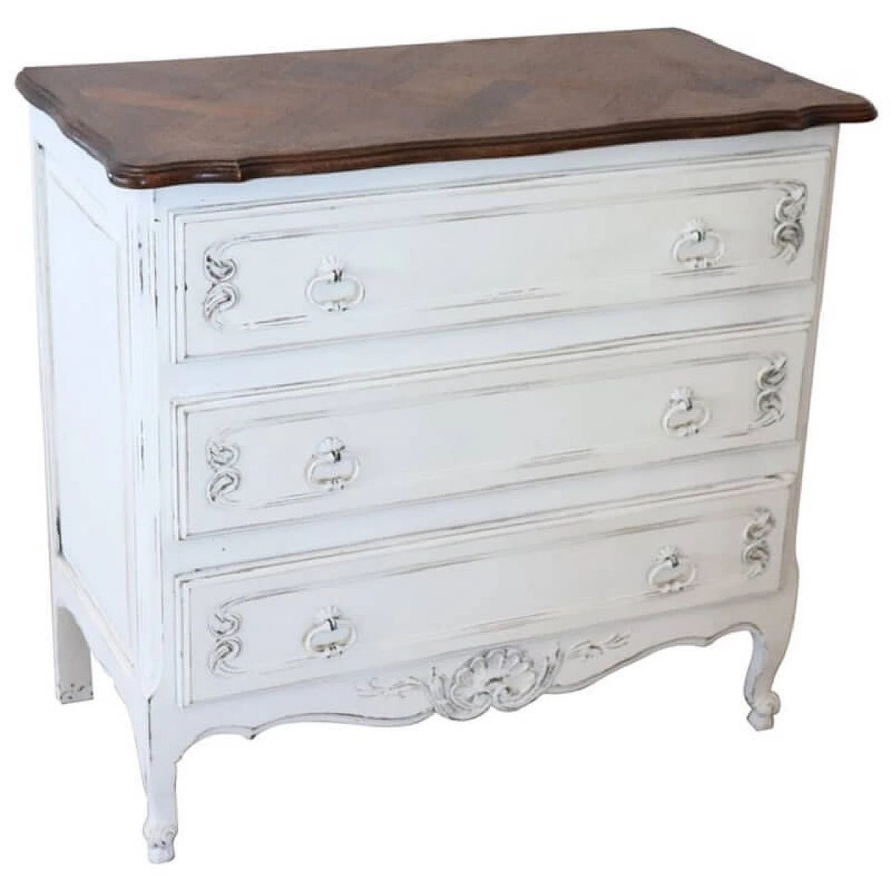 Comò in stile barocco, laccato bianco, shabby chic 1082313