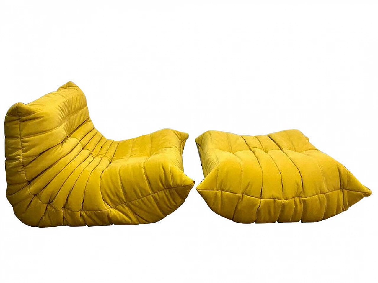 Armchair and pouf, Togo, by Michael Ducaroy for Ligne Roset, 70's 1082425