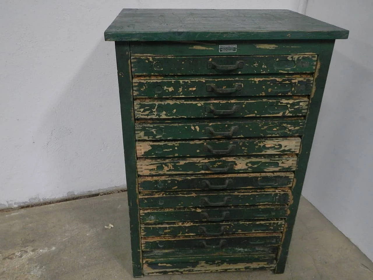 Typography green chest of drawers, Italy, 50s 1082813