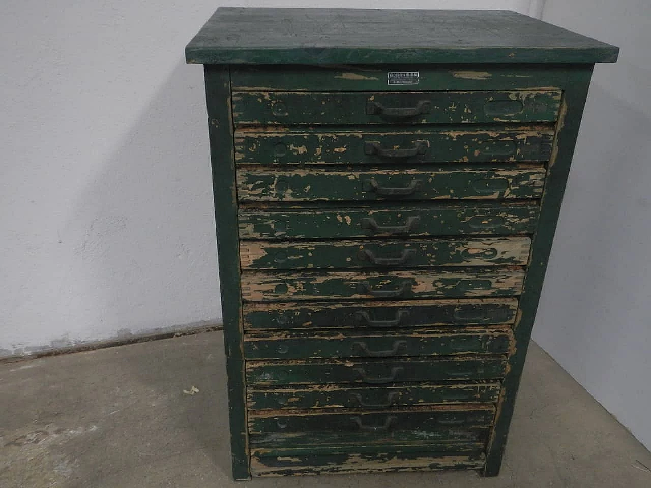 Typography green chest of drawers, Italy, 50s 1082814