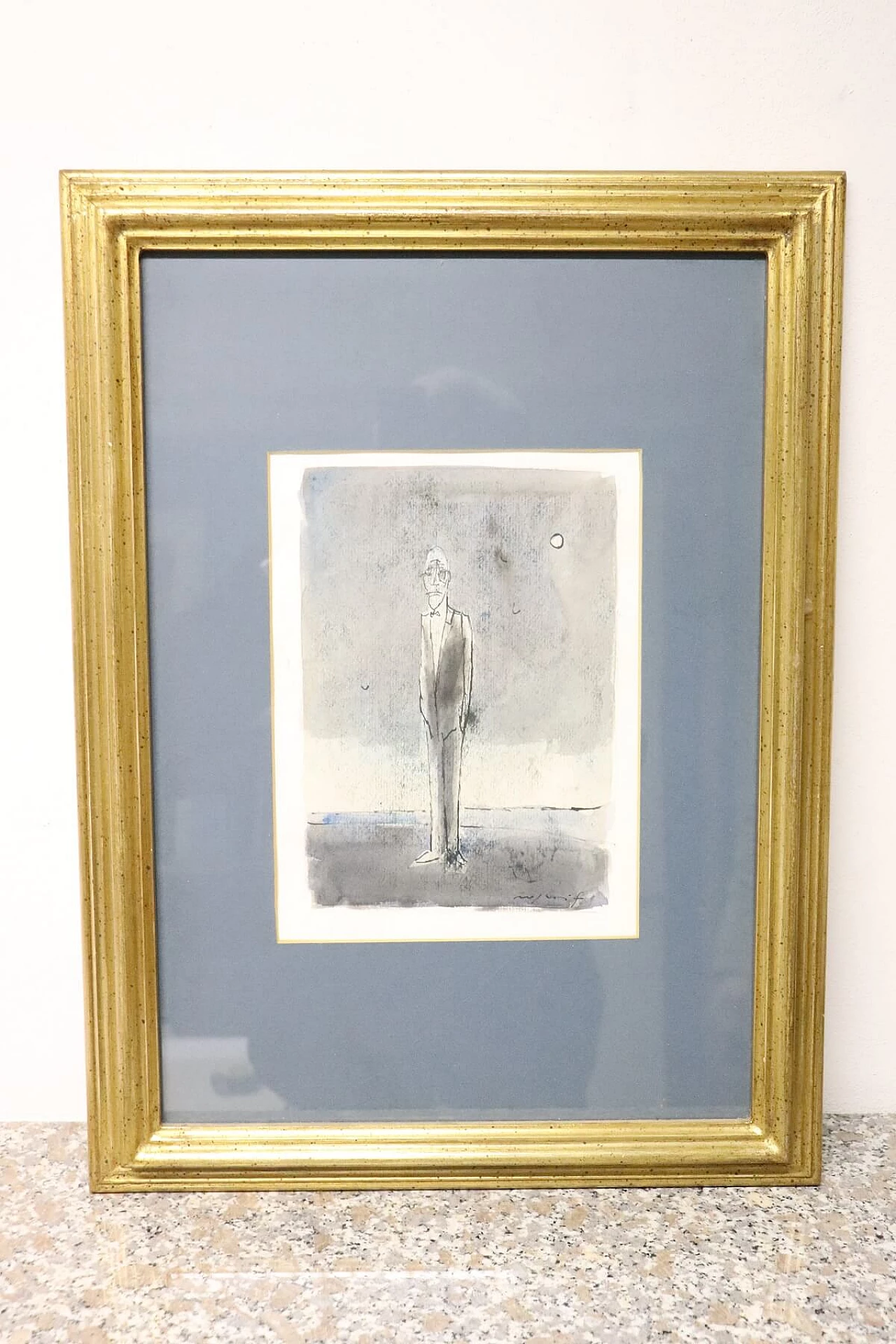 “Abito grigio” dipinto a tempera e acquerello su carta di Franco Rognoni (1913-1999) 1083051