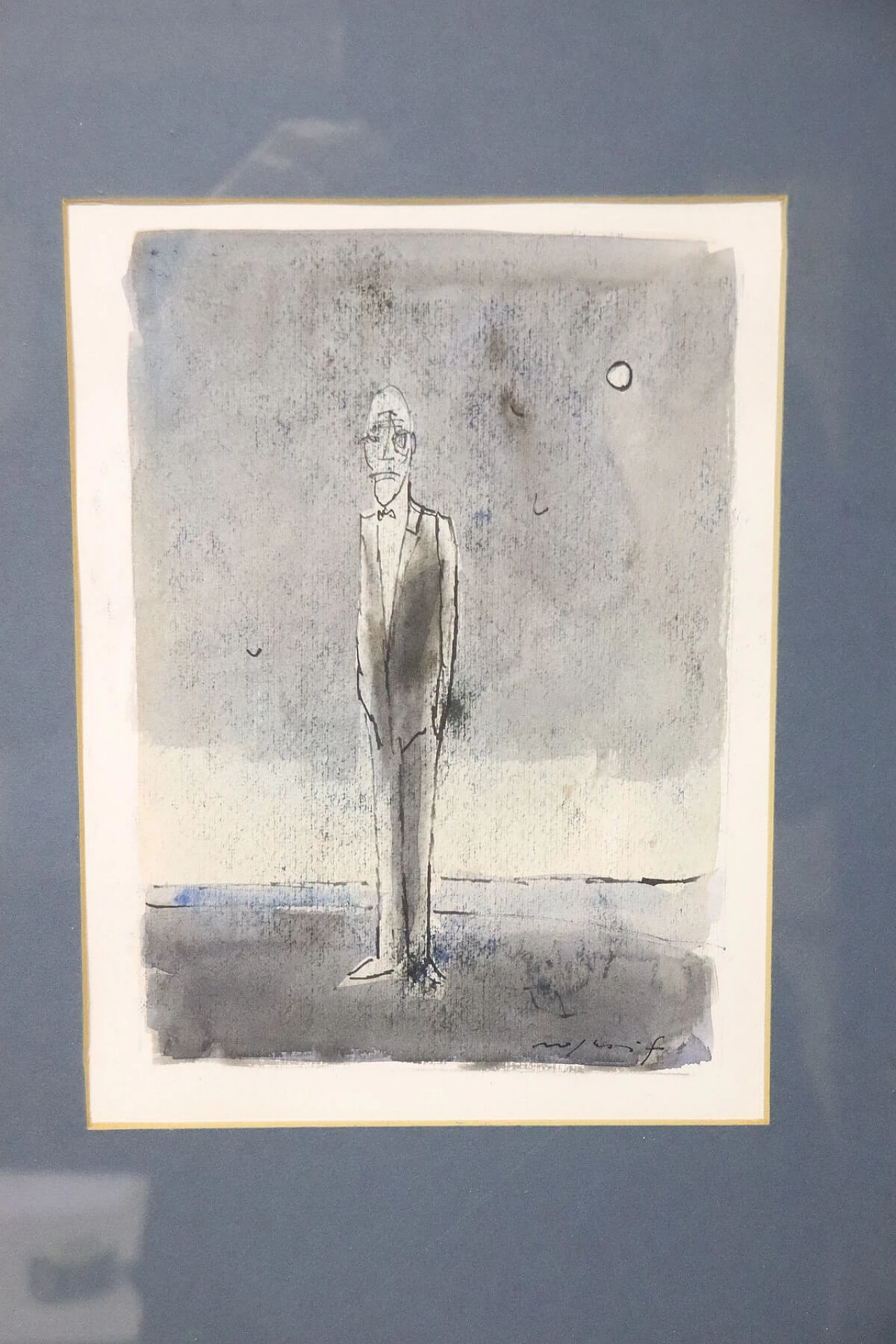 “Abito grigio” dipinto a tempera e acquerello su carta di Franco Rognoni (1913-1999) 1083052