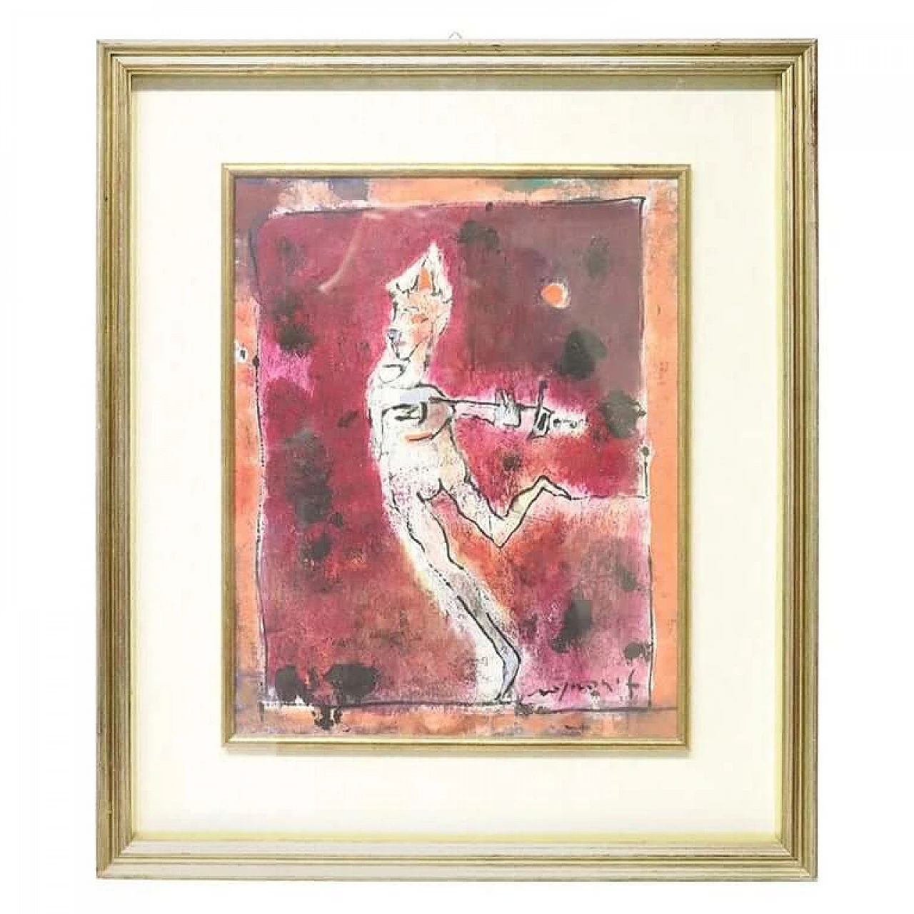 “Menestrello Rosso”, dipinto tempera su masonite di Franco Rognoni (1913-1999) 1083056