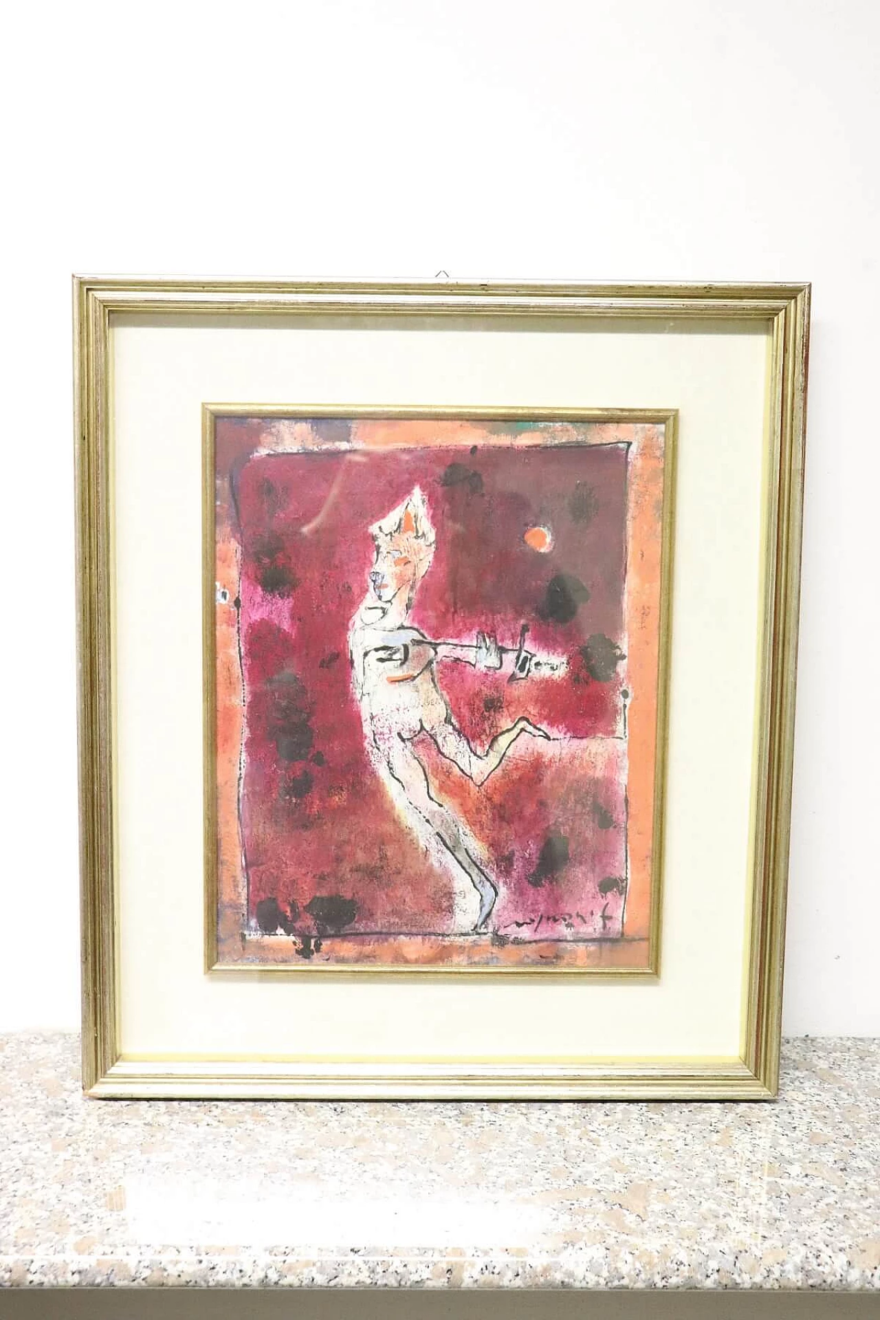 “Menestrello Rosso”, dipinto tempera su masonite di Franco Rognoni (1913-1999) 1083059