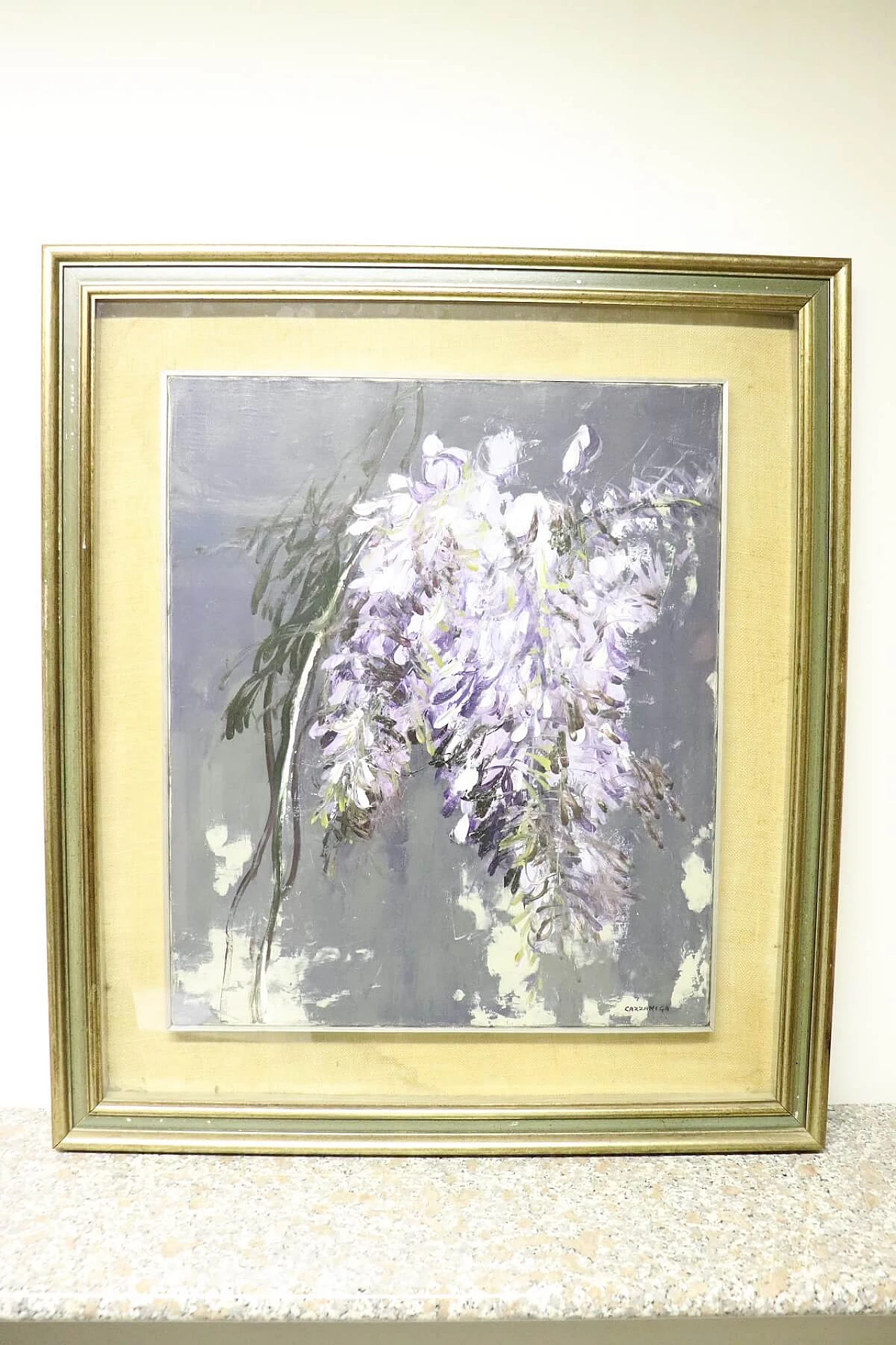 “Glicine”, dipinto olio su tela di Giancarlo Cazzaniga (1930-2013) 1083199