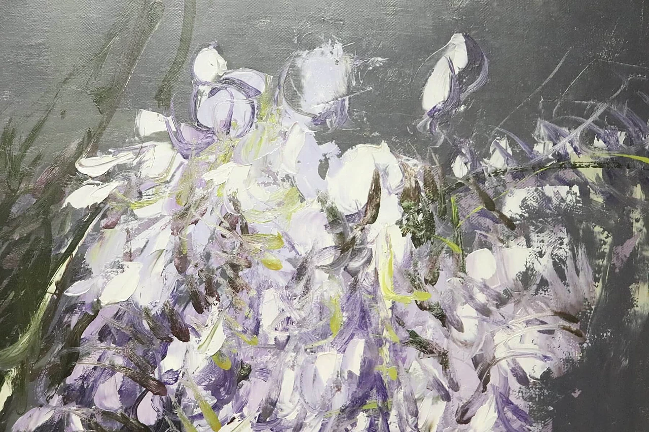 “Glicine”, dipinto olio su tela di Giancarlo Cazzaniga (1930-2013) 1083201