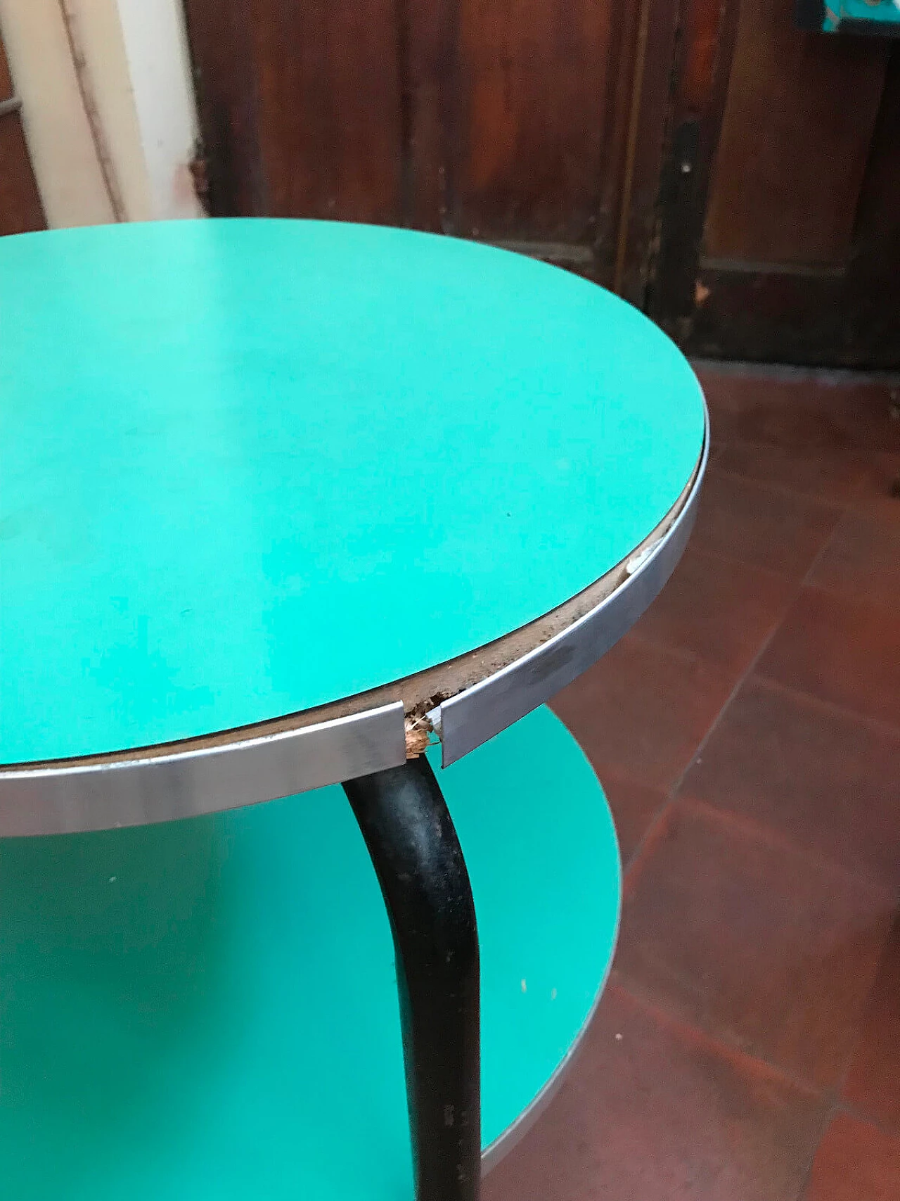 Tavolino rotondo verde a due ripiani anni '50  1045815