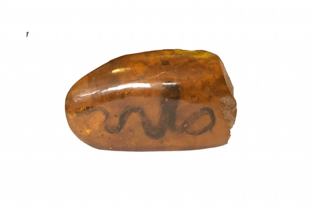 Resin shape reproducing amber with snake 1