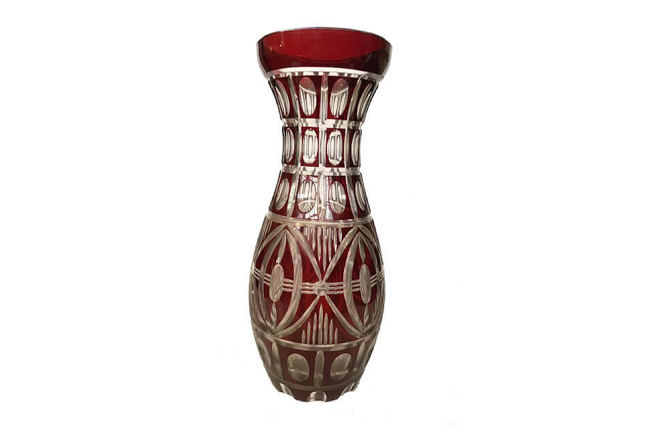 Vaso rosso molato tipo Baccarat 1