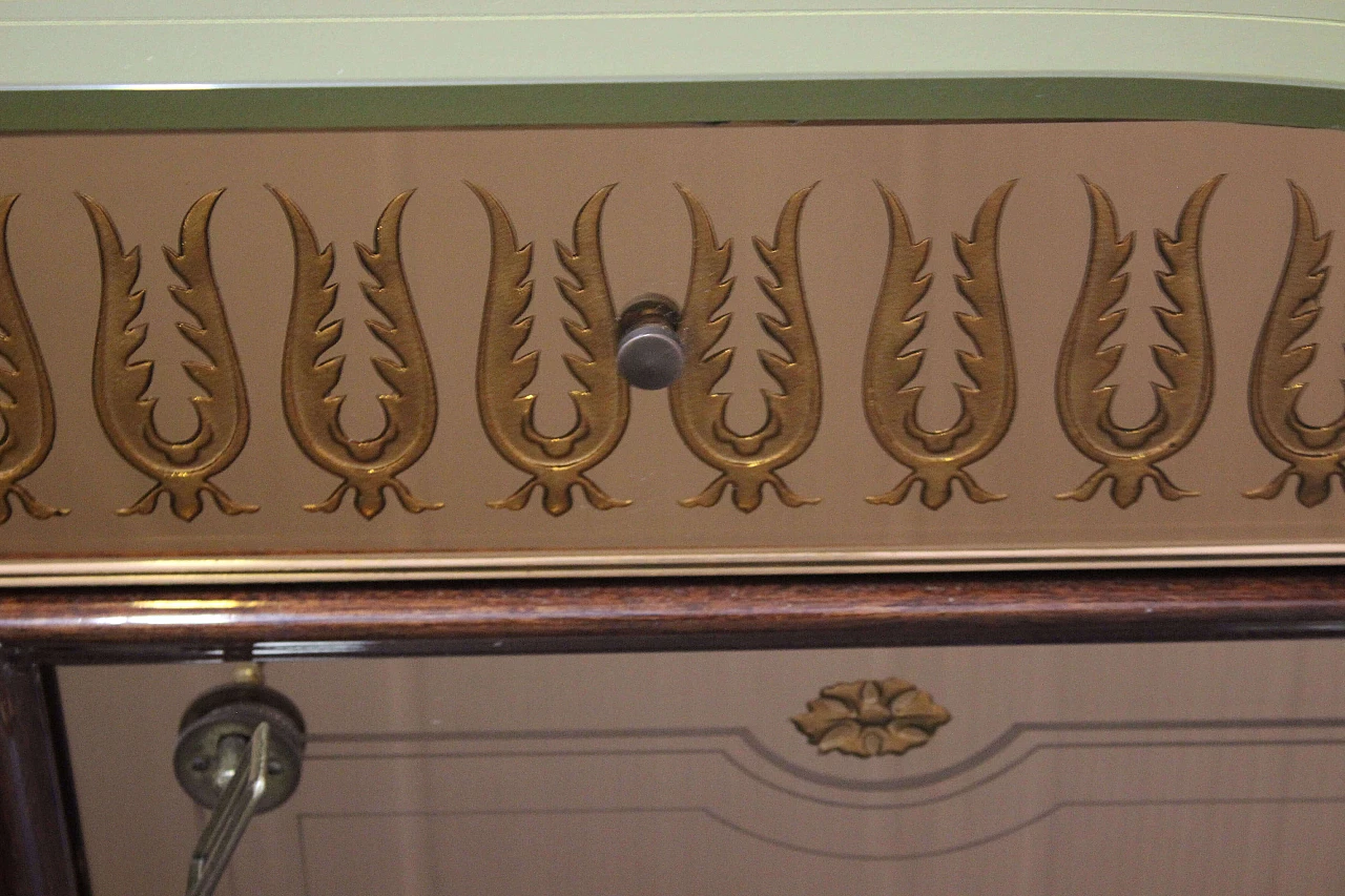 Bar cabinet in the form of a fireplace in rosewood and glass attributed to Fontana Arte, 1950s 1083464