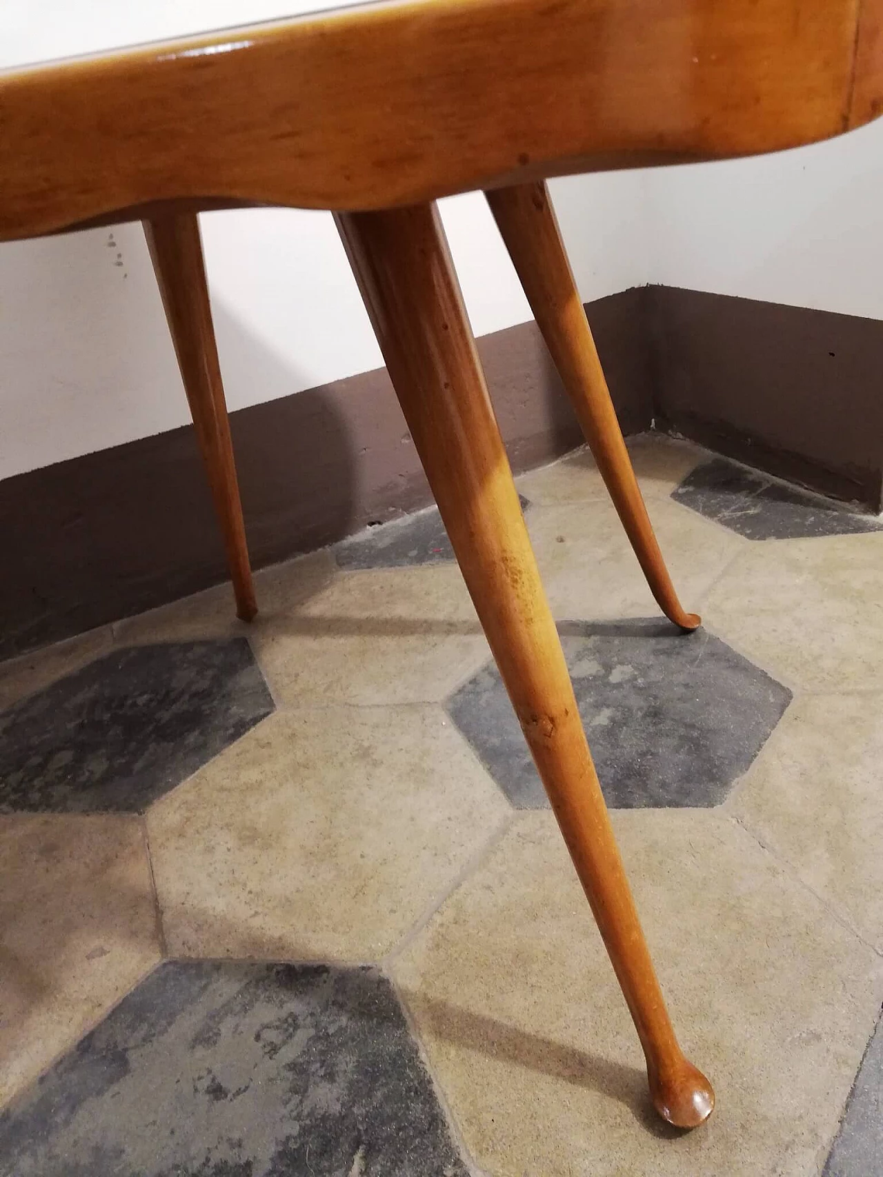 Wooden coffee table and glass top, 1950's 1083614