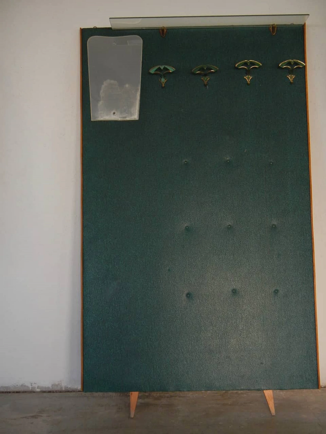 Pannello da muro da entrata con ganci e specchio, anni '70 1083745