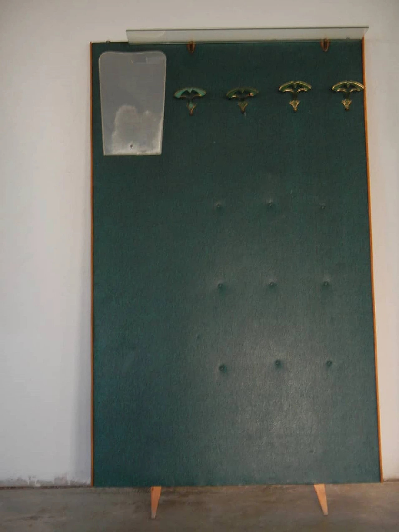Pannello da muro da entrata con ganci e specchio, anni '70 1083746