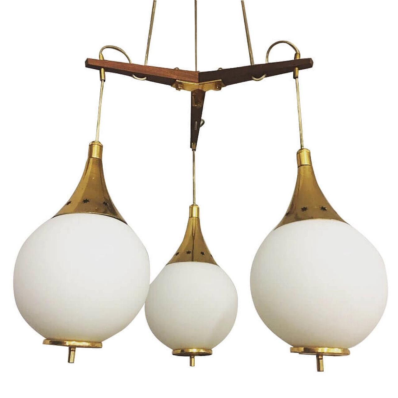 Ceiling lamp from Stilnovo, in glass and brass, 50s 1083886