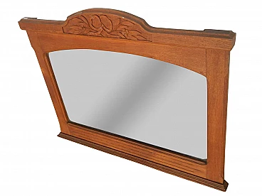 Specchio Liberty entro cornice in rovere intagliata, anni '20