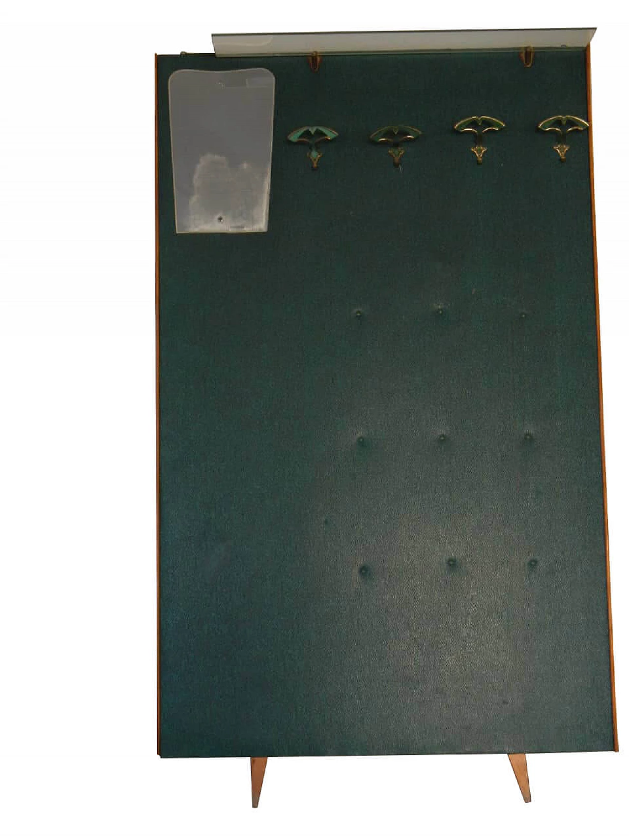 Pannello da muro da entrata con ganci e specchio, anni '70 1084271