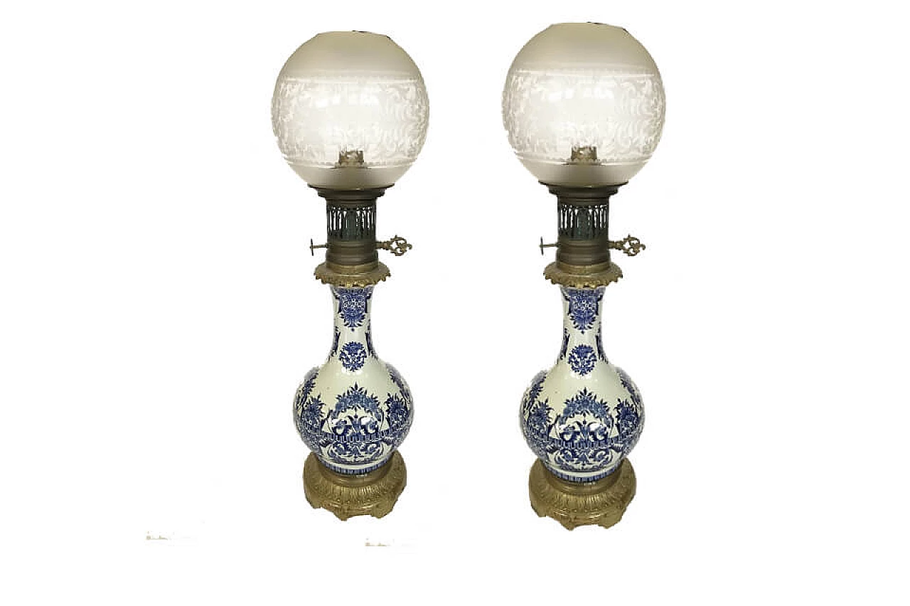 Pair of white porcelain lamps, France, ca. 1910 1