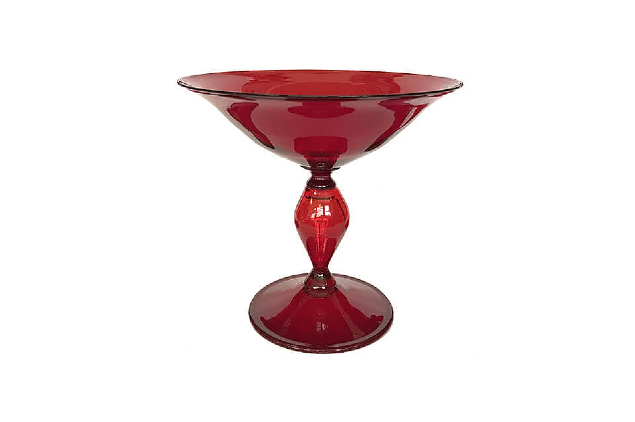 Red glass bowl '30s 1