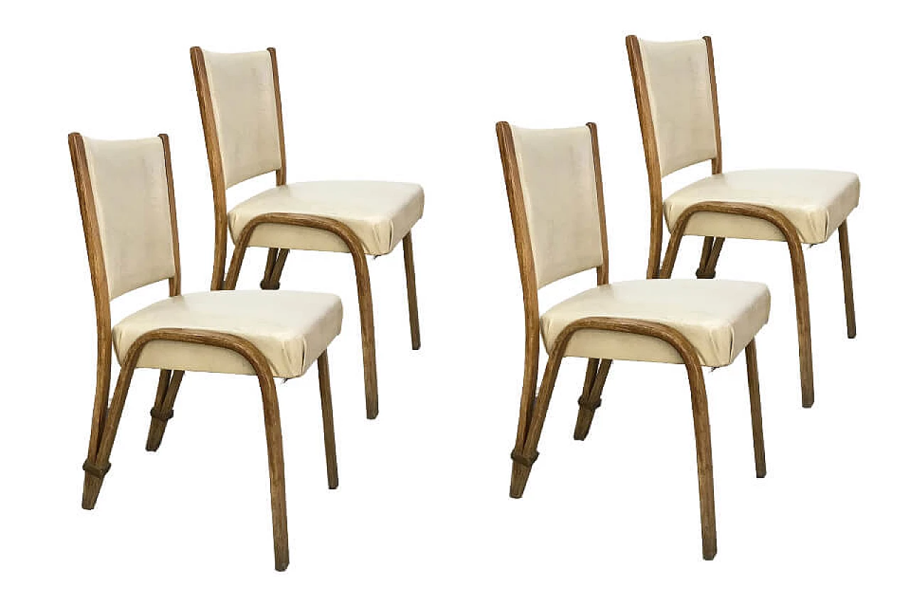 4 cream chairs, Bow-wood. 1