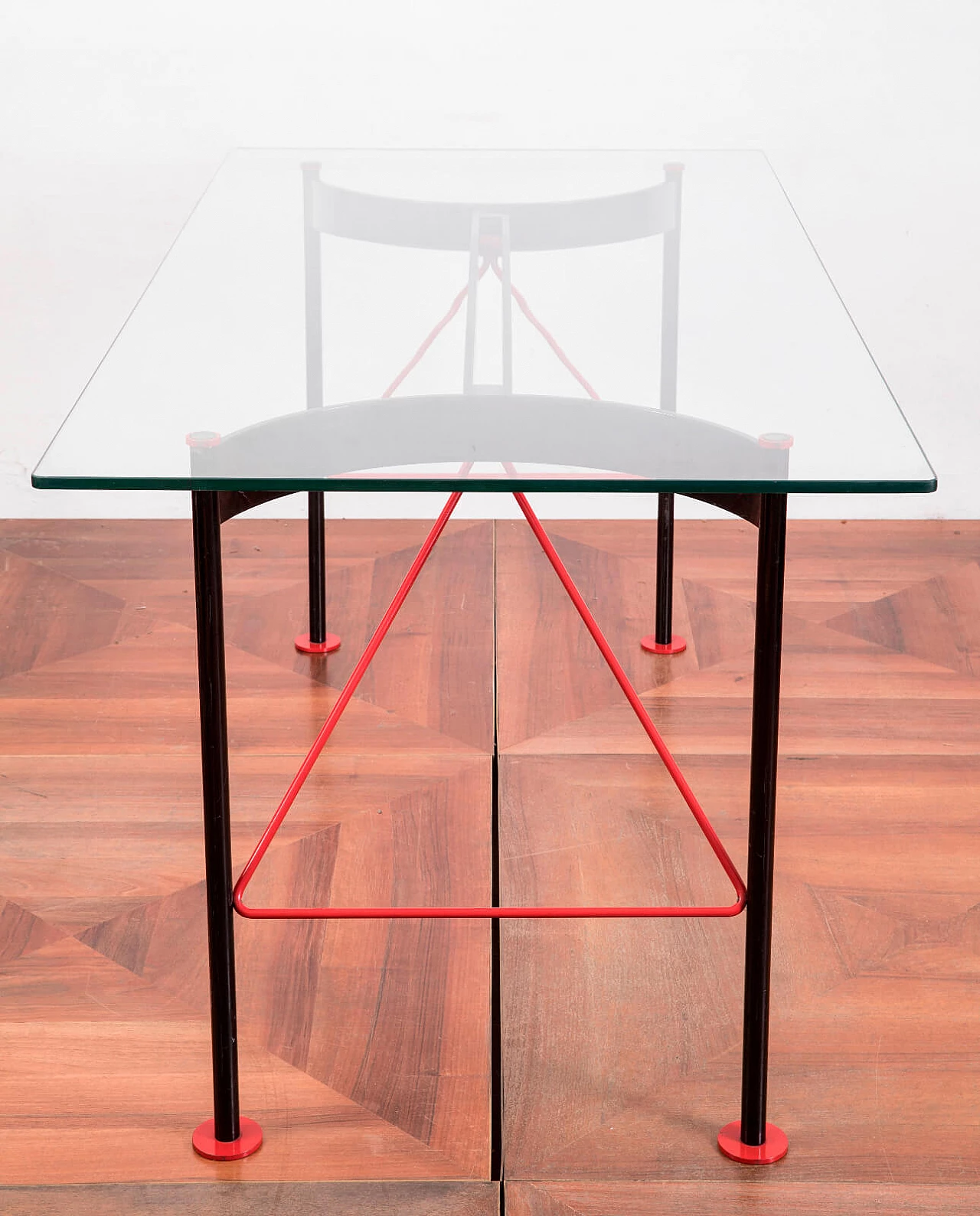 Tavolo con piano in vetro, anni 80 3