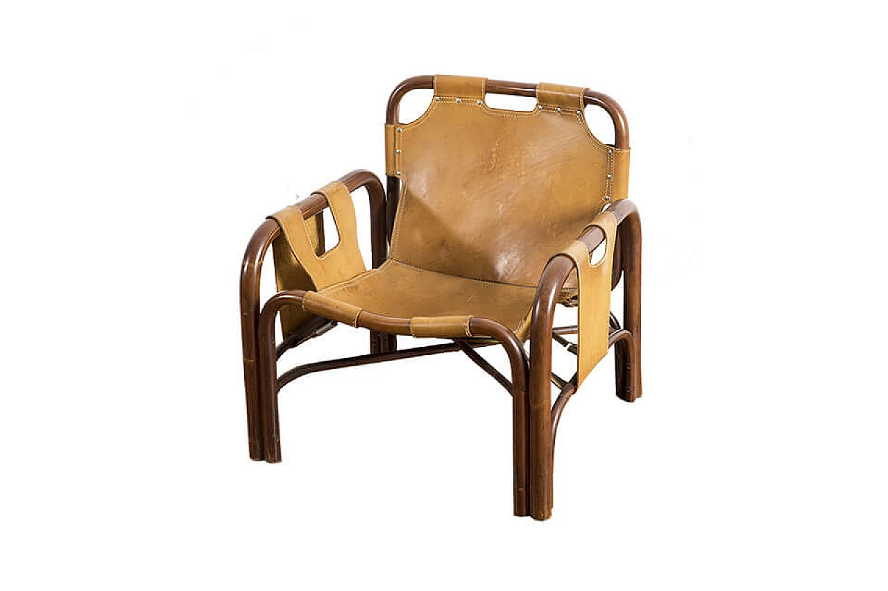 Bonacina armchair with leather seat, 1960s 1