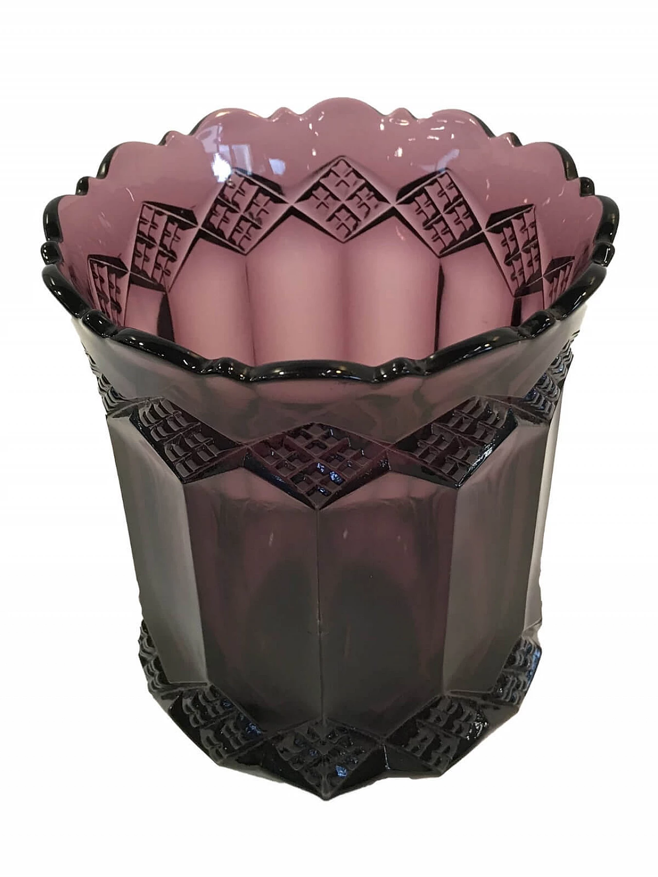 Vaso Art Deco' in cristallo di Boemia viola 6